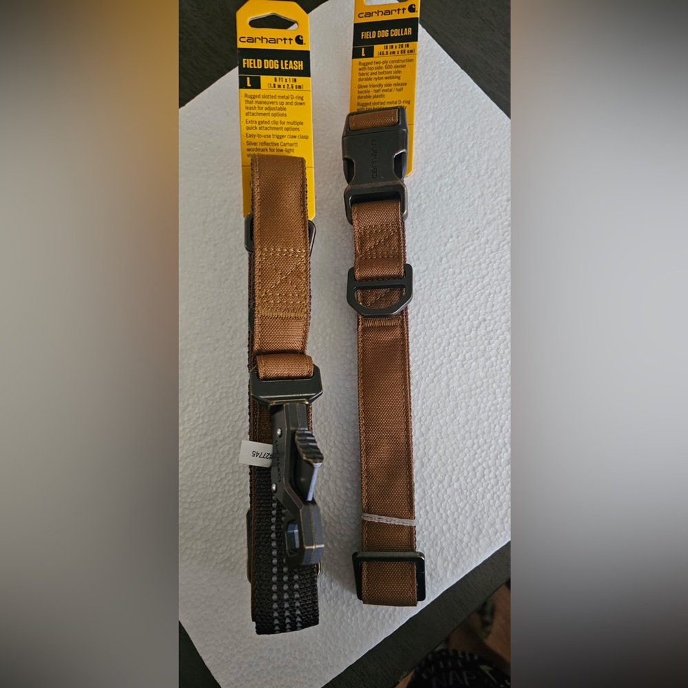 Carhartt Tan Field Dog Collar (L) and Carhartt Tan Field Leash (L)